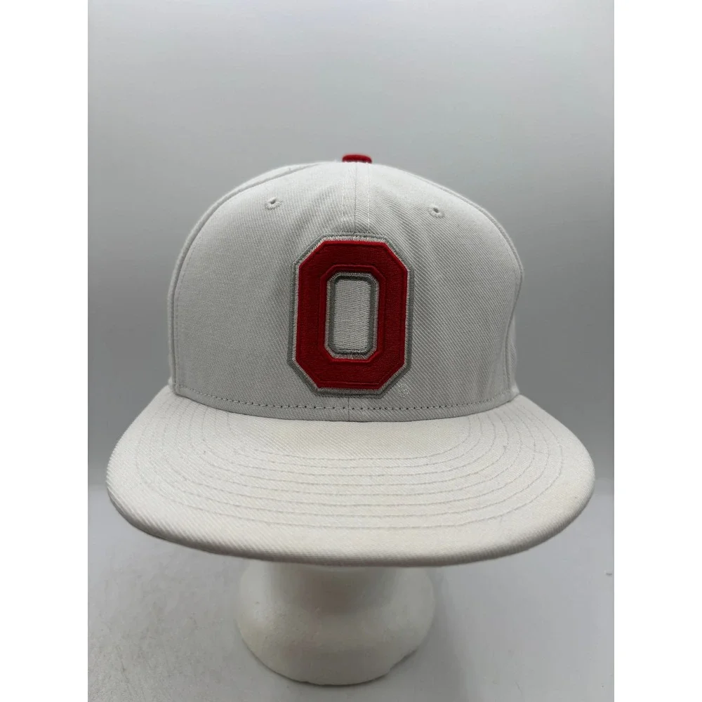 Nike True Ohio State Buckeyes Block O White/Scarlet Snapback Hat Flat Bill Hat